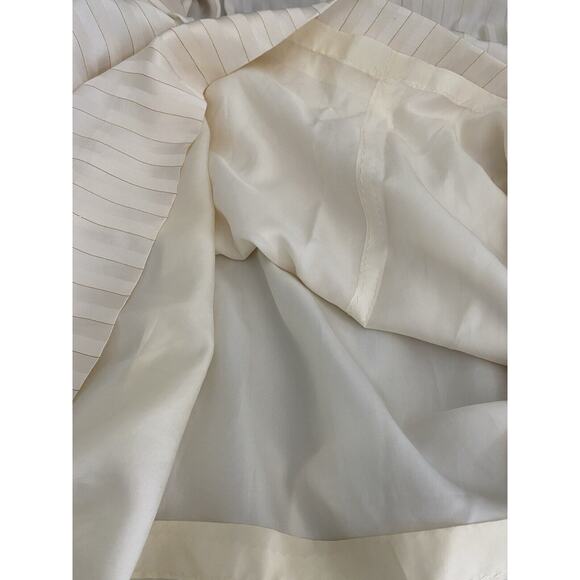Pure Silk Vintage Ivory Gold Pinstripe Silk Collared Shirt Dress - Est Size 8 - Picture 8 of 8
